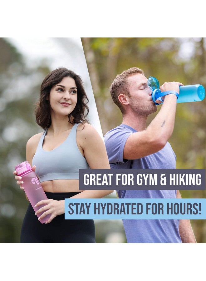 Embrava Best Sports Water Bottle - 32Oz Large - Fast Flow, Flip Top Leak Proof Lid - Non-Toxic Bpa Free - Safe & Eco-Friendly - Quart (1L) - No Straw, Clear With Strap And Filter - Gym & Workout Ready - Image 2