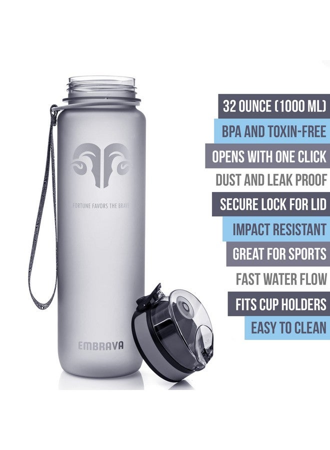 Embrava Best Sports Water Bottle - 32Oz Large - Fast Flow, Flip Top Leak Proof Lid - Non-Toxic Bpa Free - Safe & Eco-Friendly - Quart (1L) - No Straw, Clear With Strap And Filter - Gym & Workout Ready - Image 5