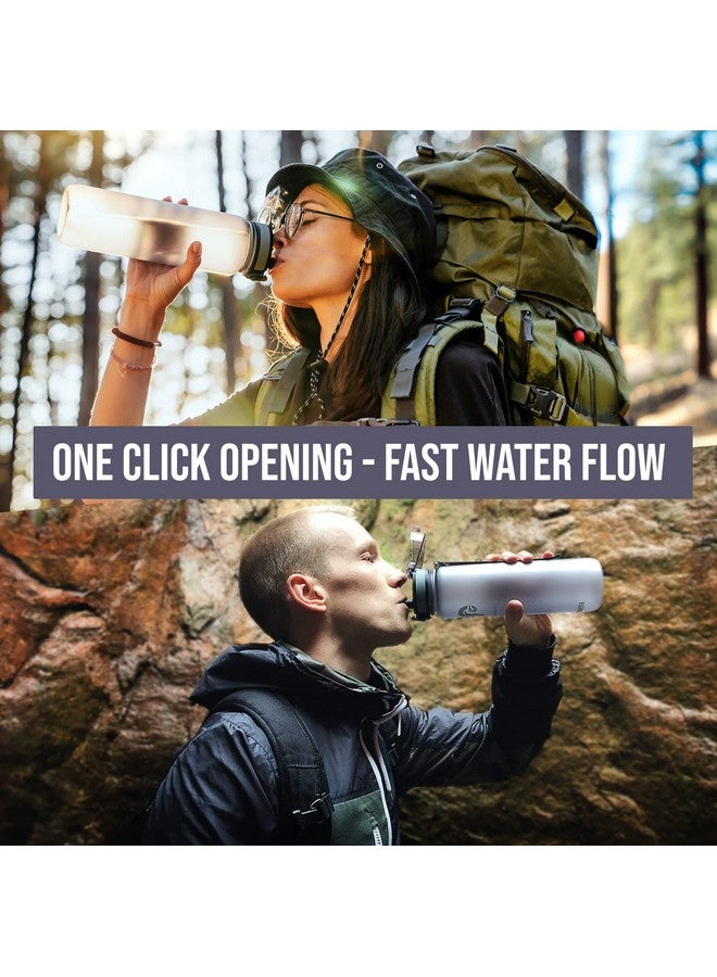 Embrava Best Sports Water Bottle - 32Oz Large - Fast Flow, Flip Top Leak Proof Lid - Non-Toxic Bpa Free - Safe & Eco-Friendly - Quart (1L) - No Straw, Clear With Strap And Filter - Gym & Workout Ready - Image 4