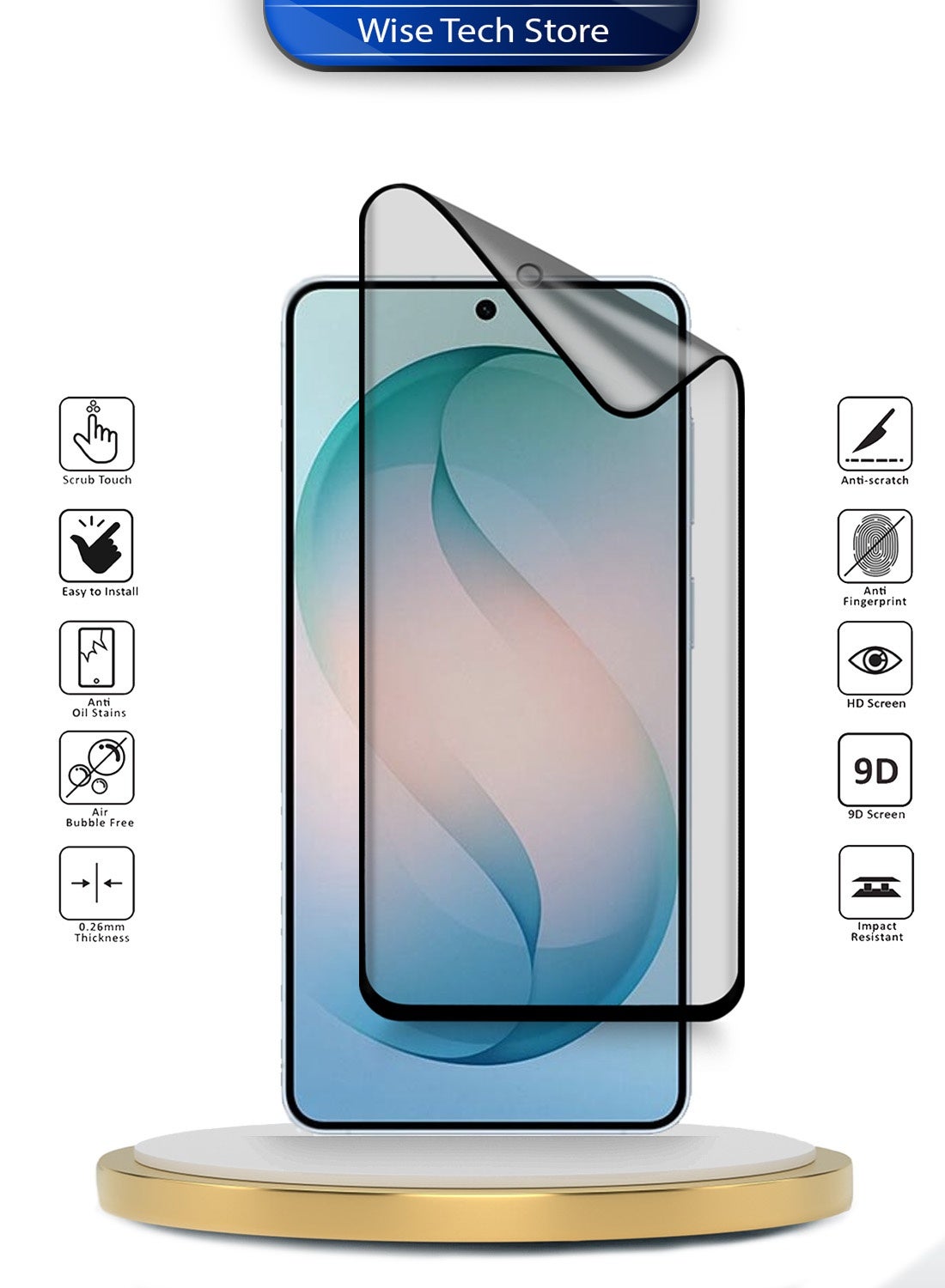 Wtech Samsung Galaxy S26 Ultra 5G 2026 Premium Nano Ceramic Full Glue Full Cover Matte Flexible Screen Protector (MSCNMN) - Clear/Black