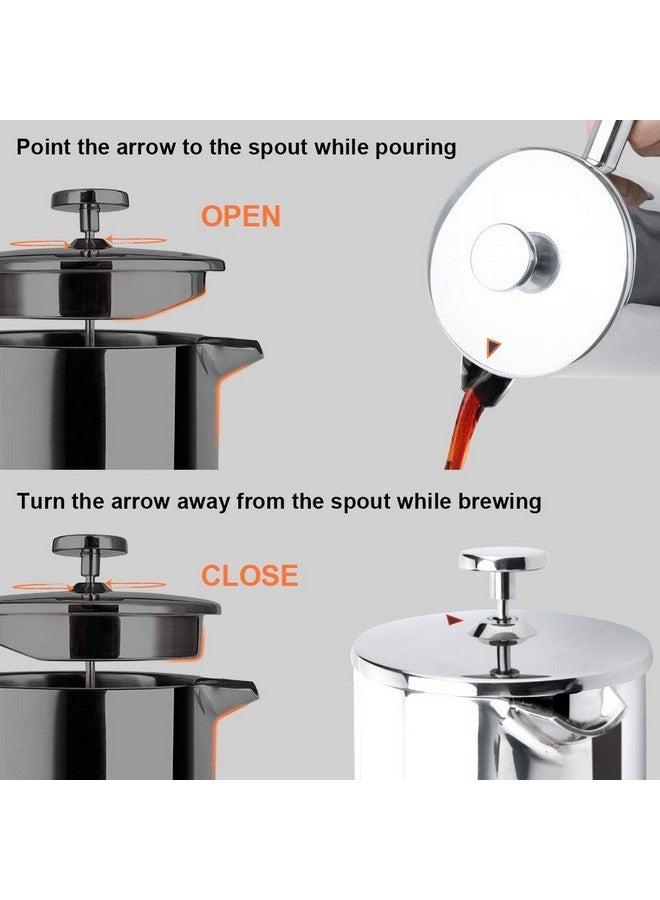 Secura French Press Coffee Maker, 304 Grade Stainless Steel Insulated Coffee Press with 2 Extra Screens, 50oz (1.5 Litre), Silver - Image 4