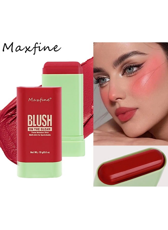 ماكس فاين على أحمر الخدود اللامع ، عصا ترطيب ملونة متعددة اللصق للشفاه والخدين ، مع إبراز اللون مسحوق حريري عصا أحمر الخدود توهج طبيعي أحمر الخدود السخيف خفيف وناعم الشعور ضعيه على وجهك - Image 2