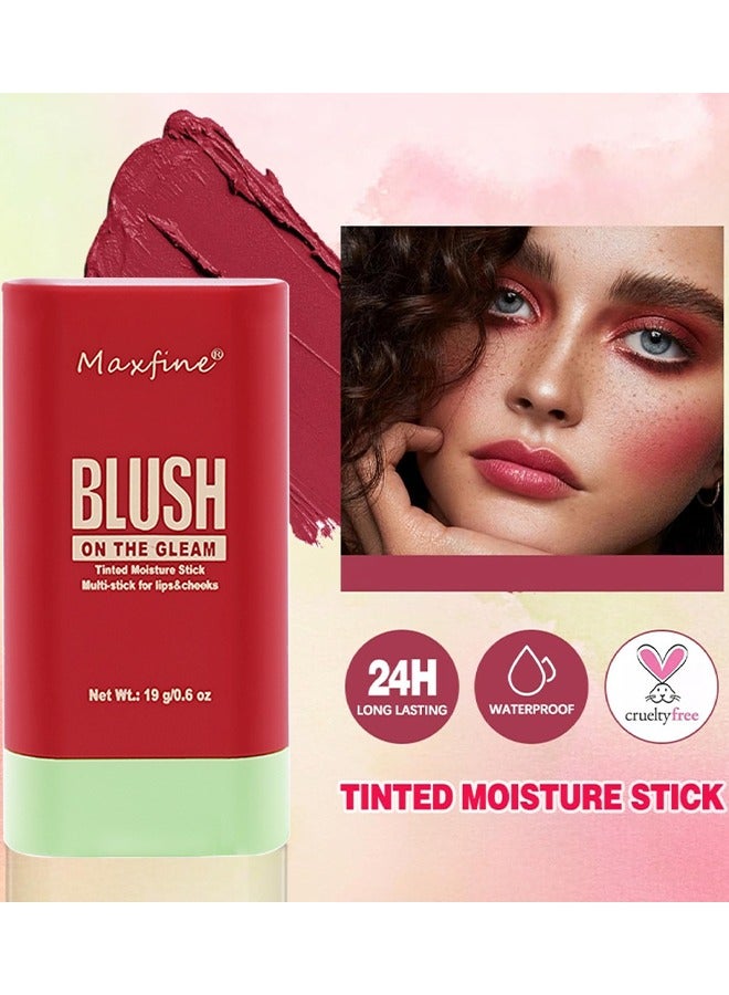 ماكس فاين على أحمر الخدود اللامع ، عصا ترطيب ملونة متعددة اللصق للشفاه والخدين ، مع إبراز اللون مسحوق حريري عصا أحمر الخدود توهج طبيعي أحمر الخدود السخيف خفيف وناعم الشعور ضعيه على وجهك - Image 3