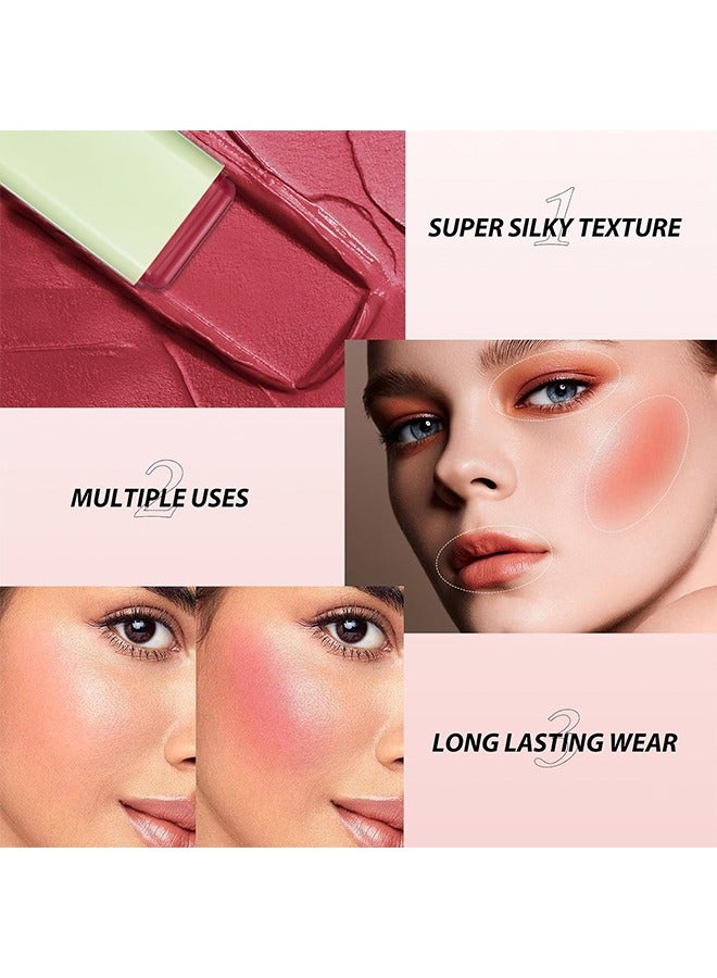 ماكس فاين على أحمر الخدود اللامع ، عصا ترطيب ملونة متعددة اللصق للشفاه والخدين ، مع إبراز اللون مسحوق حريري عصا أحمر الخدود توهج طبيعي أحمر الخدود السخيف خفيف وناعم الشعور ضعيه على وجهك - Image 4