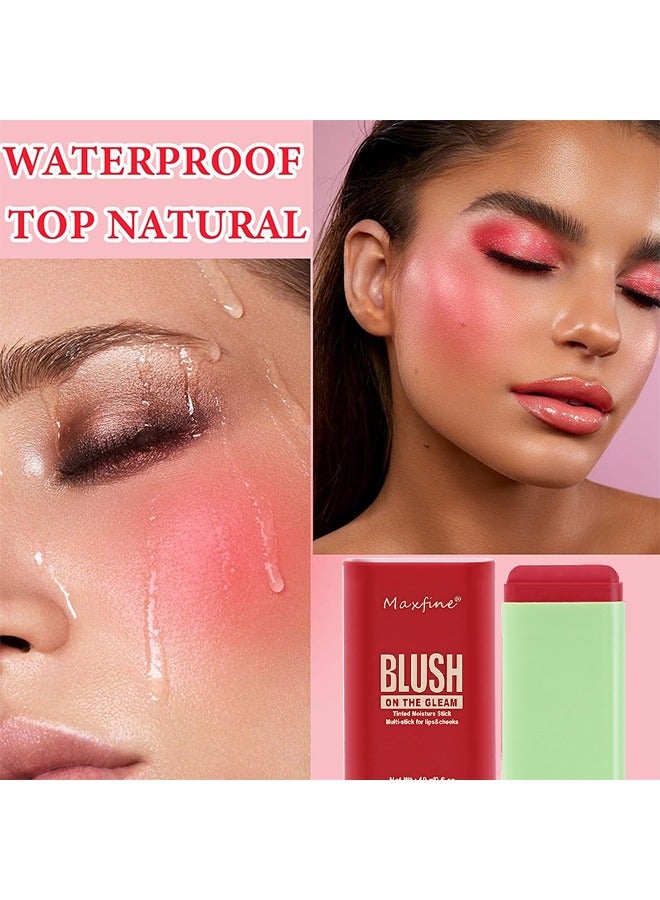 ماكس فاين على أحمر الخدود اللامع ، عصا ترطيب ملونة متعددة اللصق للشفاه والخدين ، مع إبراز اللون مسحوق حريري عصا أحمر الخدود توهج طبيعي أحمر الخدود السخيف خفيف وناعم الشعور ضعيه على وجهك - Image 5