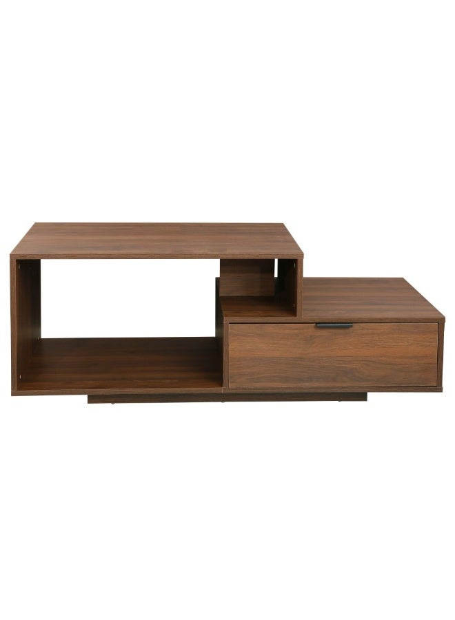 DANUBE HOME Ecrin Coffee Table with Drawer - Dark Walnut Finish, Stylish Living Room Furniture, Engineered Wood, Modern Design, 120x60x45cm - Ideal for Home Decor & Storage - Image 3