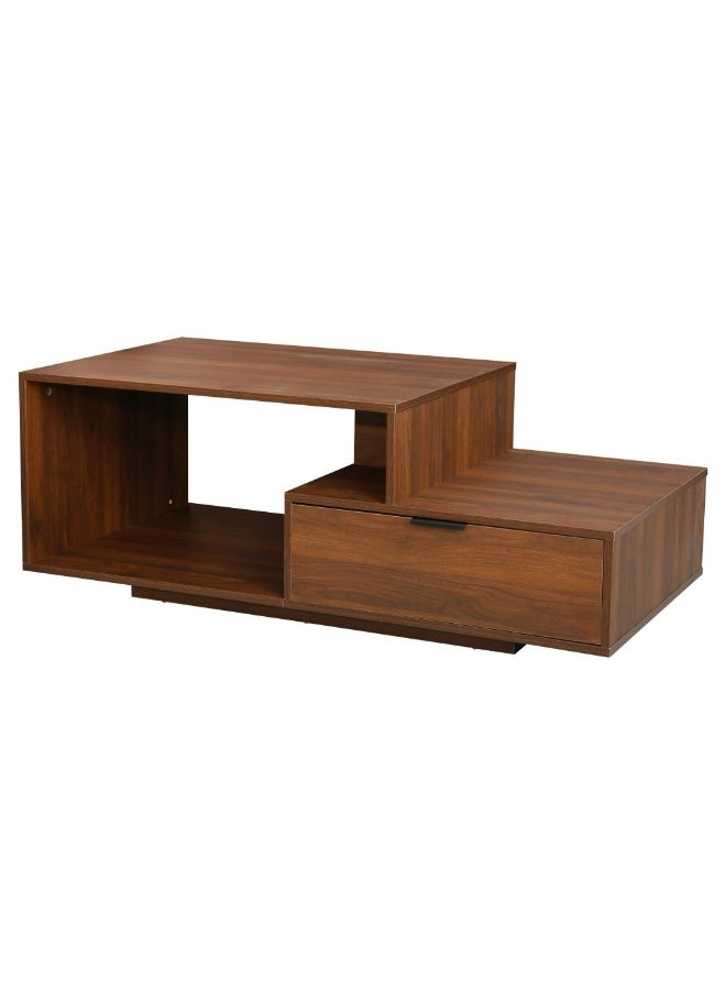 DANUBE HOME Ecrin Coffee Table with Drawer - Dark Walnut Finish, Stylish Living Room Furniture, Engineered Wood, Modern Design, 120x60x45cm - Ideal for Home Decor & Storage - Image 4