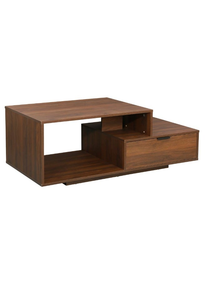 DANUBE HOME Ecrin Coffee Table with Drawer - Dark Walnut Finish, Stylish Living Room Furniture, Engineered Wood, Modern Design, 120x60x45cm - Ideal for Home Decor & Storage - Image 2