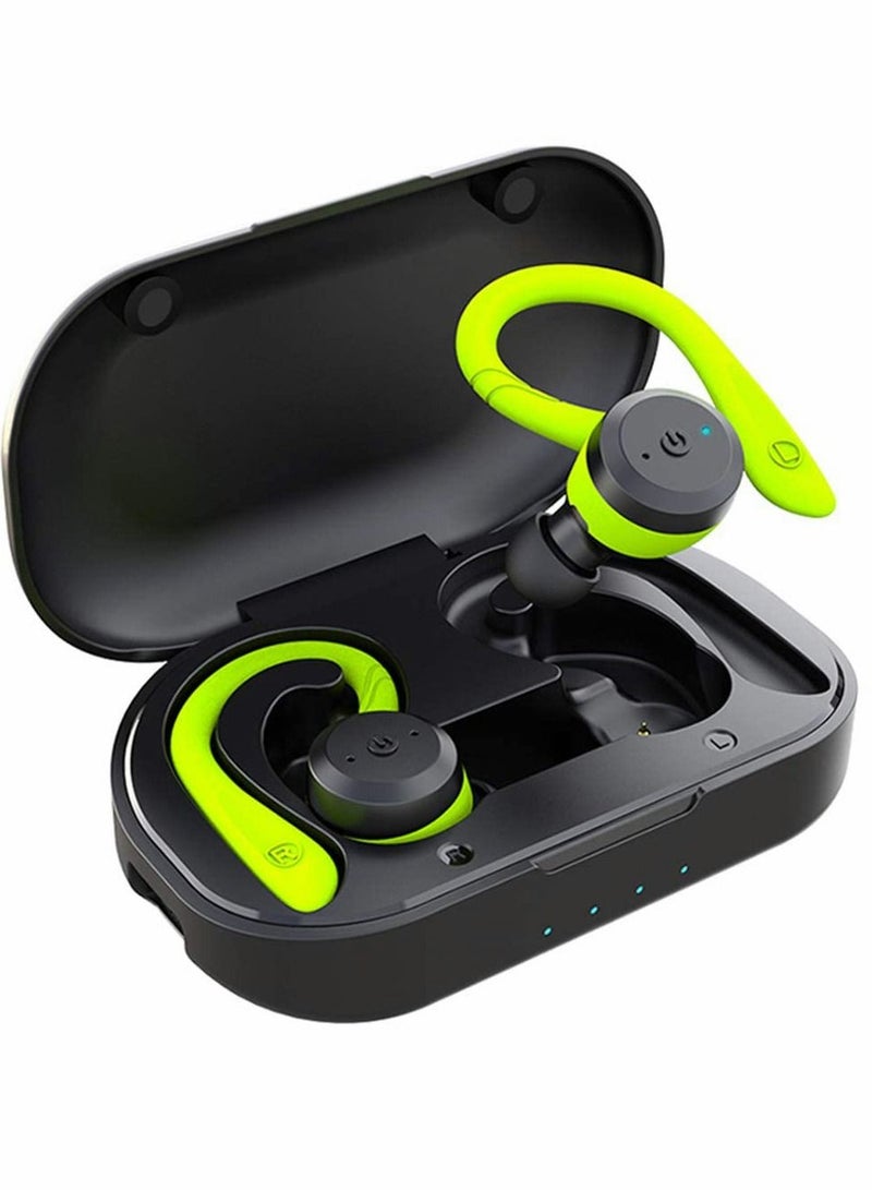 KASTWAVE Sport Bluetooth Headphones True Wireless Earbuds with Charging Case IPX7 Waterproof Premium HIFI Stereo Sound Earphones Built in Mic In Ear Headsets Deep Bass for Running Green  - Image 1