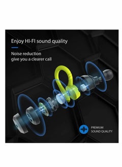 KASTWAVE Sport Bluetooth Headphones True Wireless Earbuds with Charging Case IPX7 Waterproof Premium HIFI Stereo Sound Earphones Built in Mic In Ear Headsets Deep Bass for Running Green  - Image 3