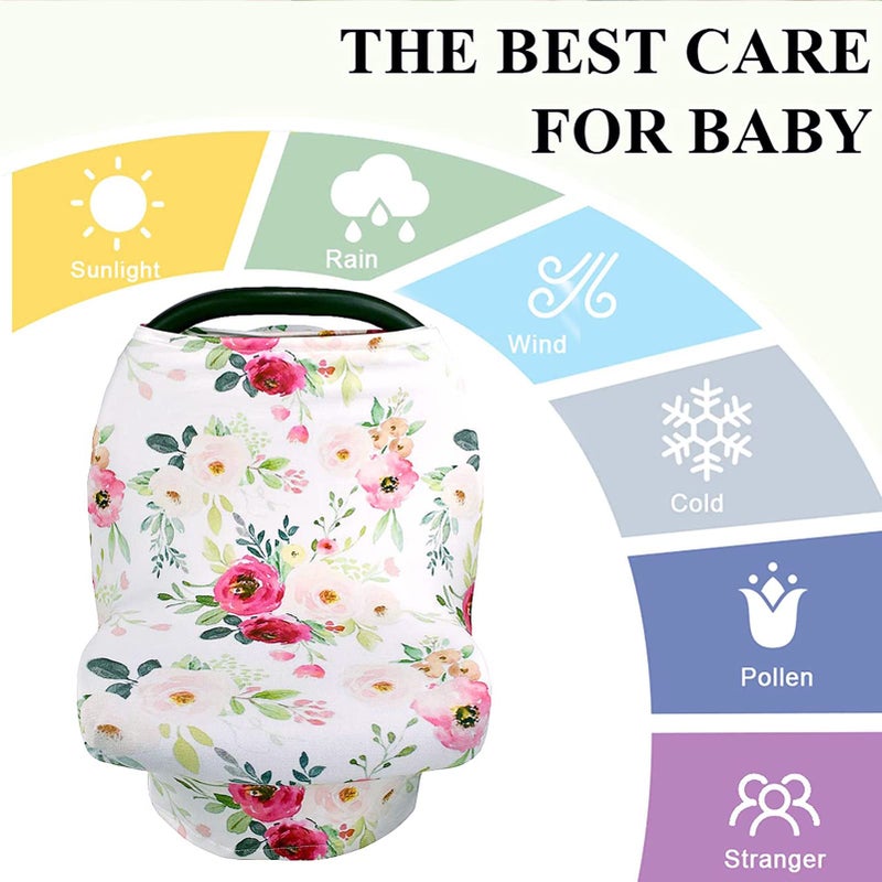 TANOFAR Stretchy Baby Car Seat Cover for Baby Boys and Girls, Multiuse - Nursing Breastfeeding Covers, Shopping Cart/High Chair/Stroller Covers, Infinity Scarf, Car Seat Canopies - Image 2