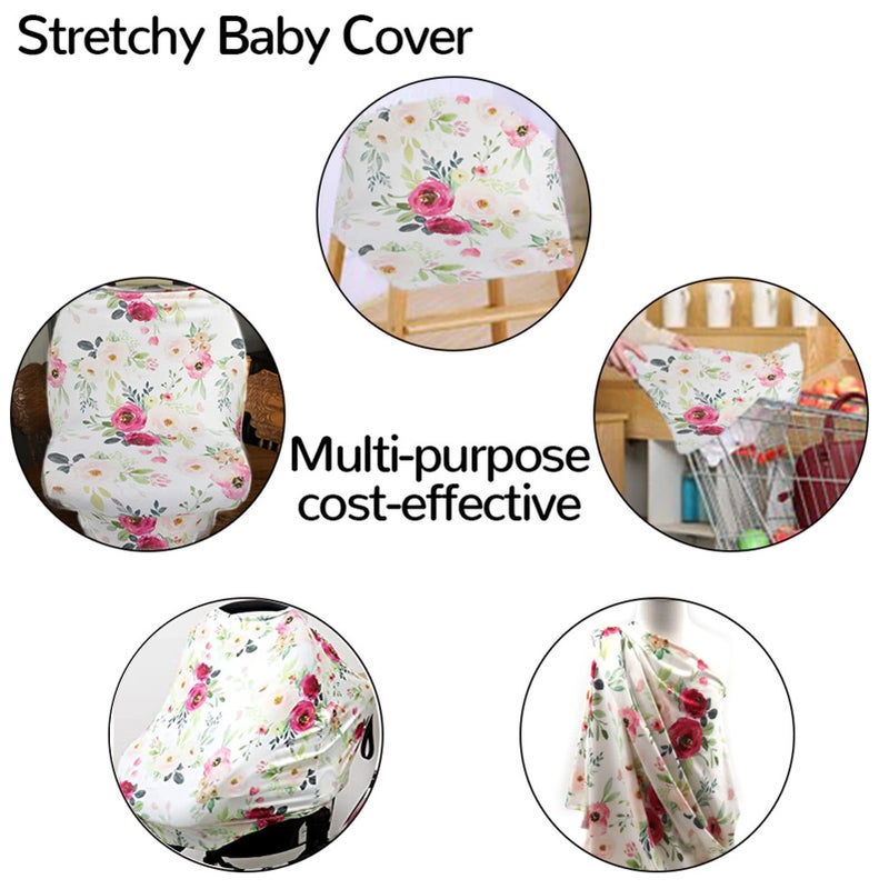 TANOFAR Stretchy Baby Car Seat Cover for Baby Boys and Girls, Multiuse - Nursing Breastfeeding Covers, Shopping Cart/High Chair/Stroller Covers, Infinity Scarf, Car Seat Canopies - Image 4