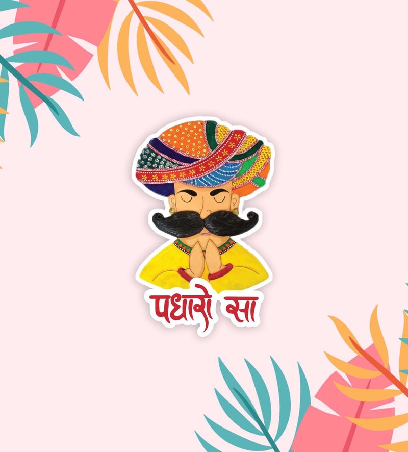 GIFTMEBAZAR Gift Me Bazar Rajasthan Theme Fridge Magnet | Indian Souvenir Gifts | Magnets for Kitchen & Home Décor | Refrigerator Magnet Sticker | Magnet for Fridge Decoration (Padharo Sa) - Image 3