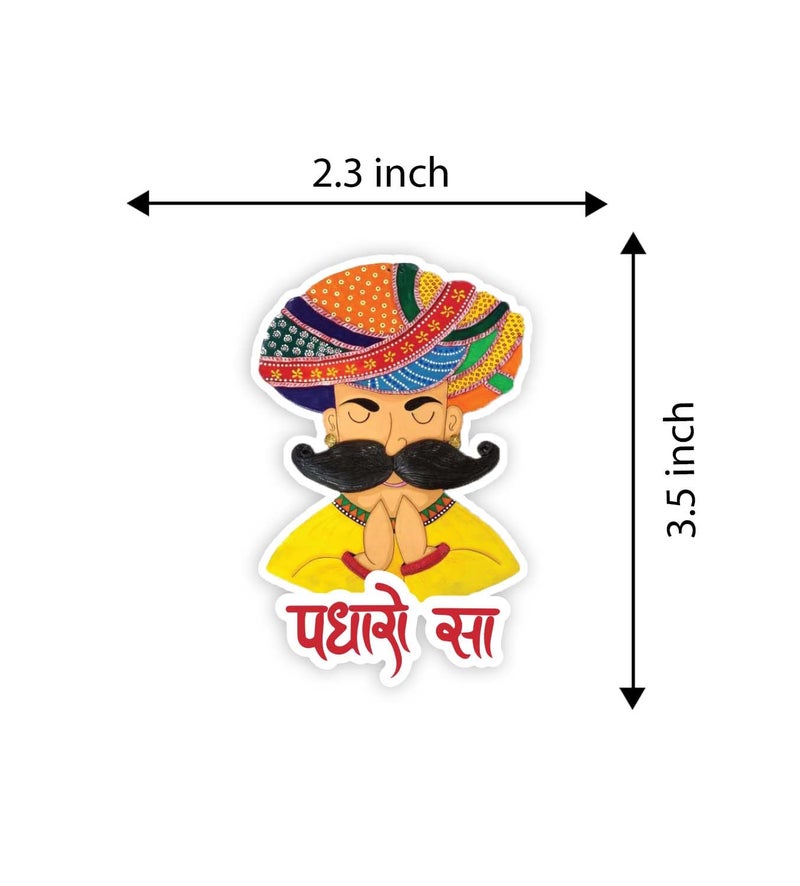 GIFTMEBAZAR Gift Me Bazar Rajasthan Theme Fridge Magnet | Indian Souvenir Gifts | Magnets for Kitchen & Home Décor | Refrigerator Magnet Sticker | Magnet for Fridge Decoration (Padharo Sa) - Image 4