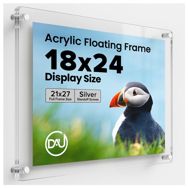 Frameless Floating Acrylic Frame 18x24 Clear Picture Frame for Diploma Wall Art Photo Paintings Heavy Duty Acrylic Floating Frames WallMounted Picture Frames Rectangular Photo Holder