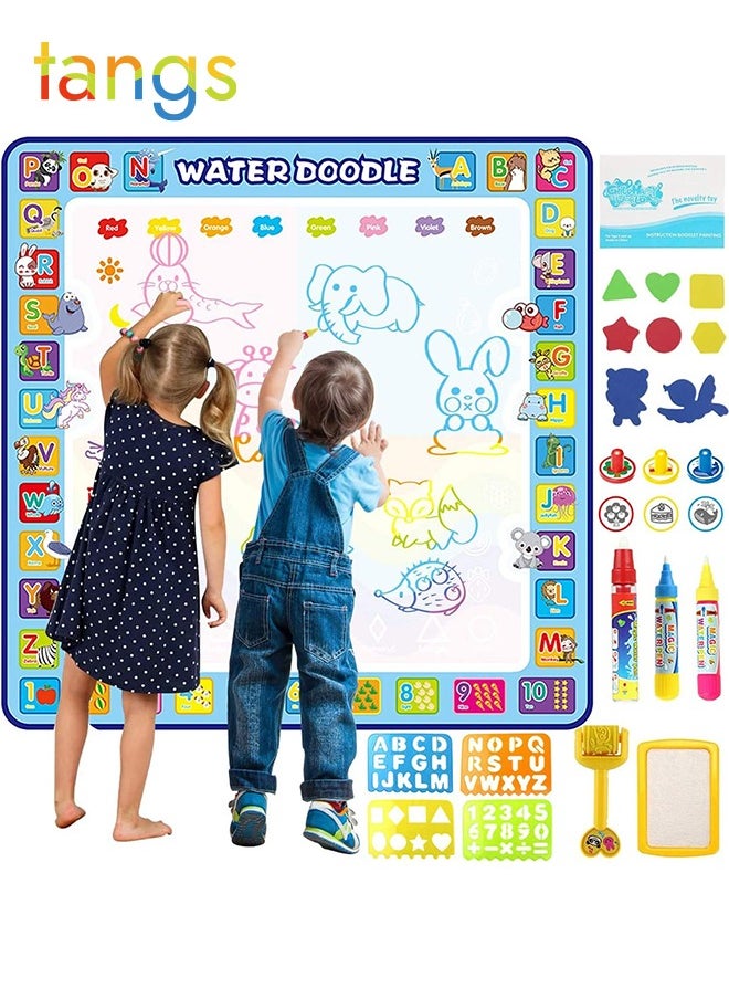 tangs 100 X 100 cm Extra Large Aqua Magic Doodle Mat, Colorful Educational Water Drawing Doodling Mat Coloring Mat for Kids Toddlers Boys Girls Age of 3 4 5 6 7 8  - Image 1