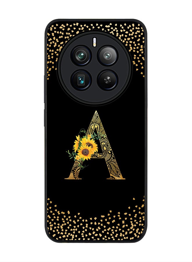 Stylizedd Rugged Black edge case for Realme 12 Pro / Realme 12 Pro Plus 5G, Custom Monogram Initial Letter Mandala Floral Pattern Alphabet-A (Black) - Image 1