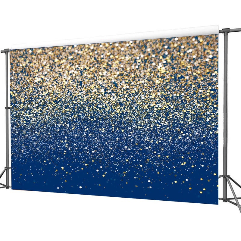 CYLYH 8X6FT Royal Blue Glitter Backdrop With Gold Spots Bokeh for Birthday, Wedding, Prom, Graduation Photography - Happy New Year Background - Image 5