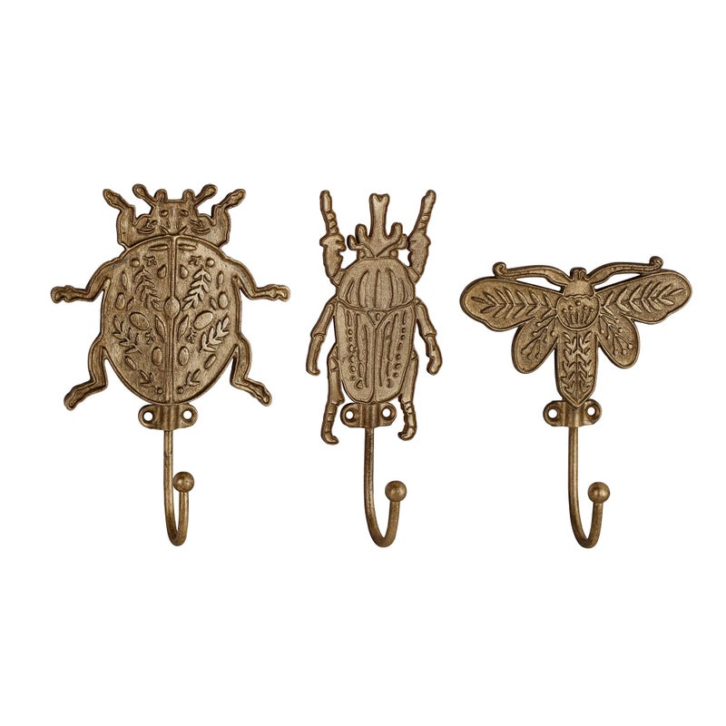 SOFFEE DESIGN Set of 3 Metal Insects Wall Hooks Decorative Closet Organizer for Keys Jewelry NatureInspired Home Decor - Image 2