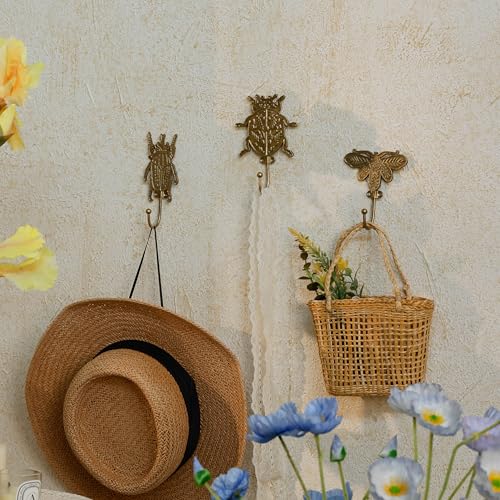 SOFFEE DESIGN Set of 3 Metal Insects Wall Hooks Decorative Closet Organizer for Keys Jewelry NatureInspired Home Decor - Image 3