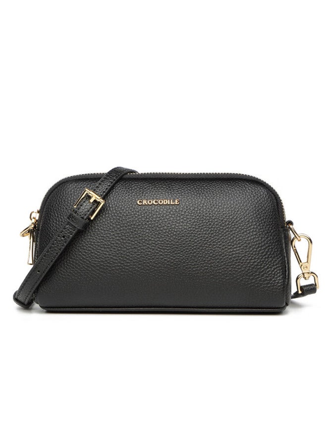 Crocodile New Year Gift, Top-grain Leather Simple Wrist Bag, Women's Crossbody Small Bag, Shoulder Bag For Women, Black - Image 3