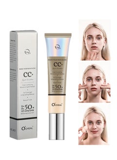 OCHEAL CC+ Color Correcting Cream, Full Coverage Foundation With SPF 50+ Whitening Sunscreen, Color Correcting And Brightening Face Cream, Skin Tone Adjusting CC Cream, Natural Color  - Image 1