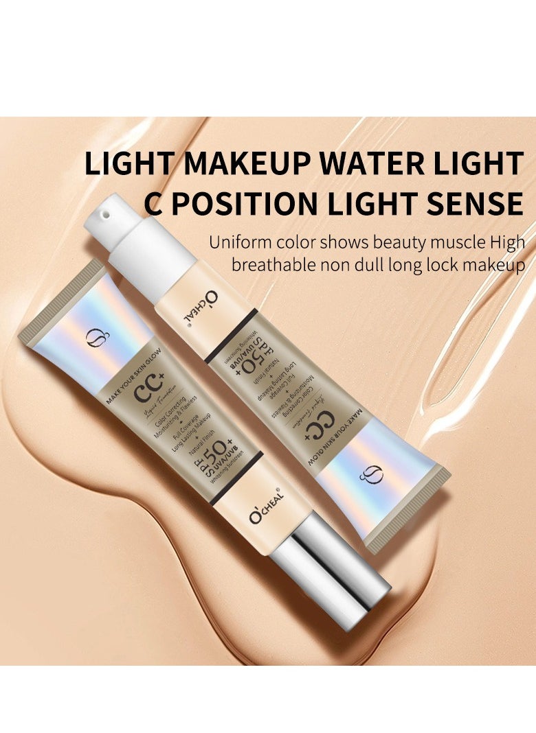 OCHEAL CC+ Color Correcting Cream, Full Coverage Foundation With SPF 50+ Whitening Sunscreen, Color Correcting And Brightening Face Cream, Skin Tone Adjusting CC Cream, Natural Color  - Image 3