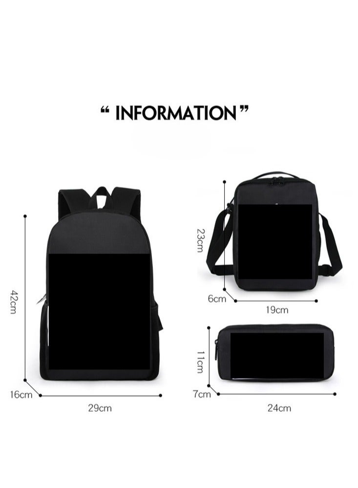 SKT Shiketro Green Rainbow Friends Cartoon School Bag Backpack 42*29*16+Pen Bag 24*14*7cm+Shoulder Bag 23*19*6CM Three-piece Set - Image 2