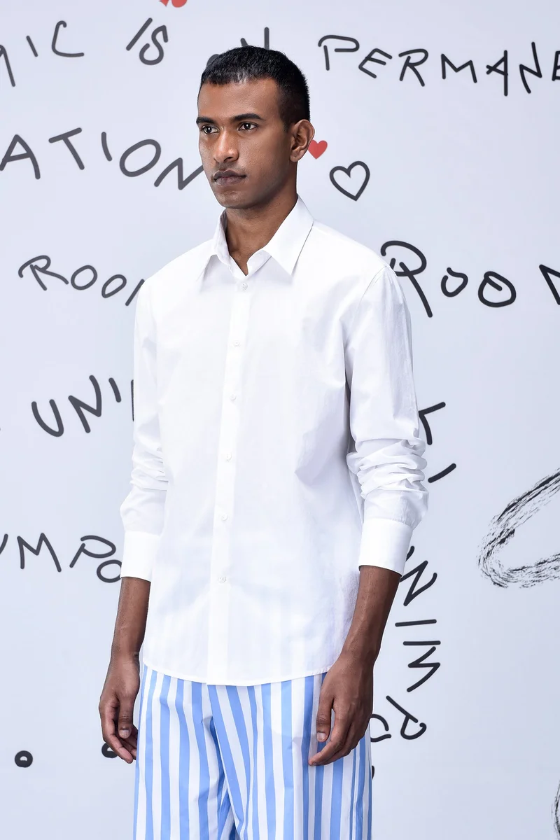 Genes Lecoanet Hemant Malmal Formal Regular Fit Shirt- White