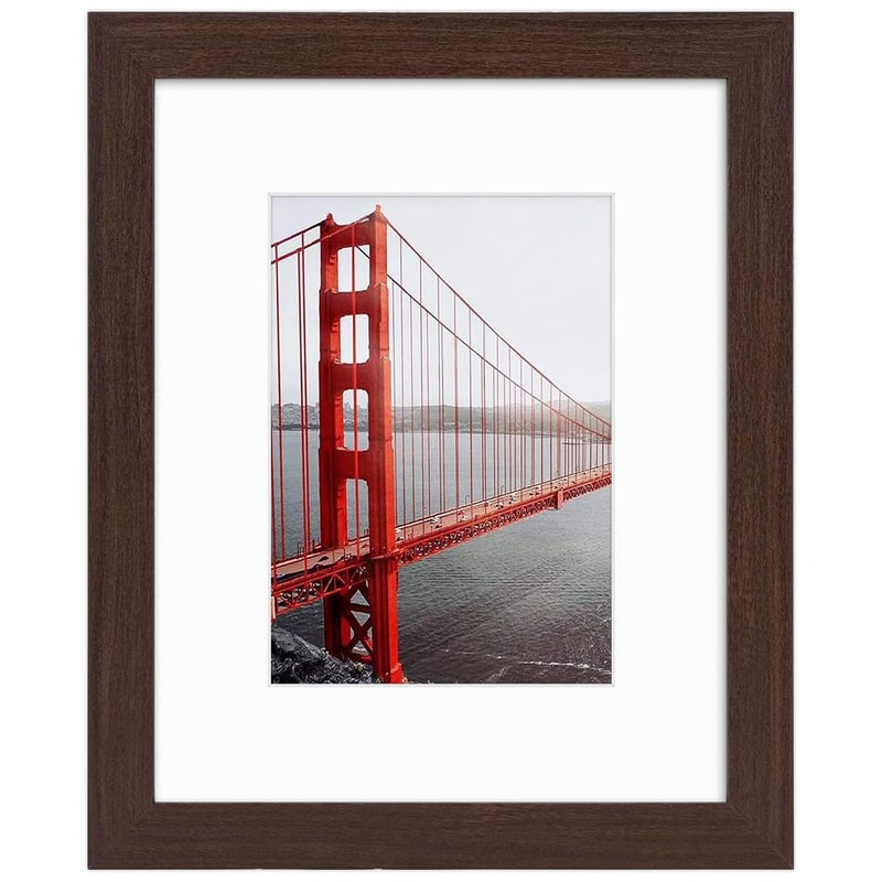 Frametory 8x10 Frames Display 5x7 Picture with Mat or 8x10 Photo Without Mat ShatterResistant Glass PreInstalled Wall Mounting Hardware  Brown