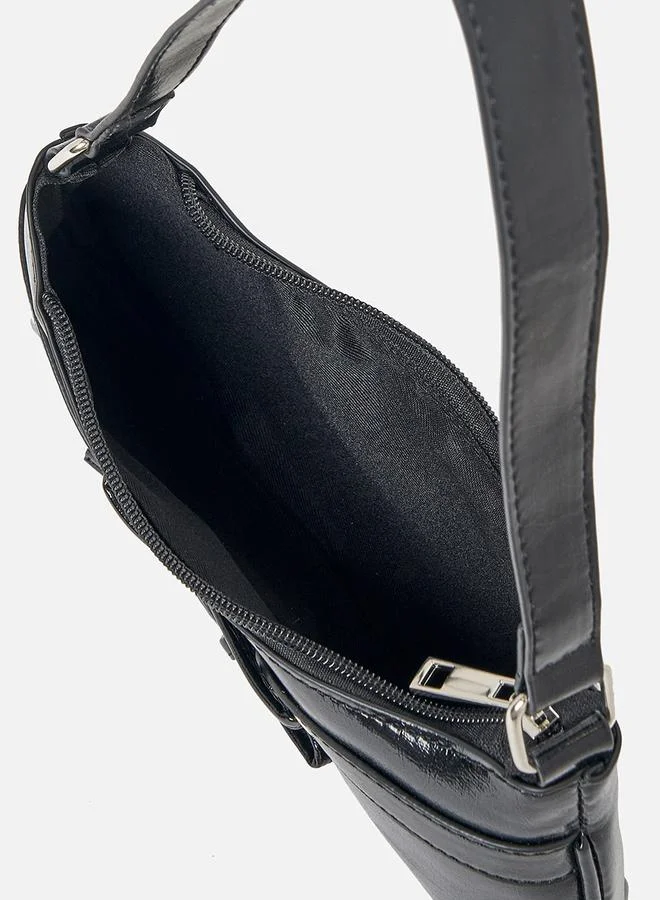 Styli Tie-Up Detail Patent Shoulder Bag