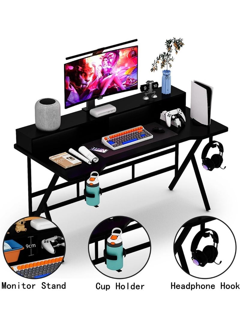 ويمارت طاولة ألعاب، مكتب كمبيوتر مع حامل شاشة ورف، طاولة مكتب منزلية مريحة، مكتب منزلي، طاولة دراسة وكتابة للطلاب - Image 2