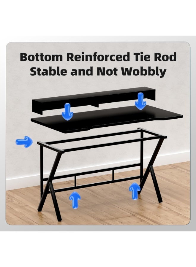 ويمارت طاولة ألعاب، مكتب كمبيوتر مع حامل شاشة ورف، طاولة مكتب منزلية مريحة، مكتب منزلي، طاولة دراسة وكتابة للطلاب - Image 5