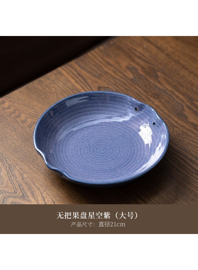 Handled Fruit Basket & Fruit Plate Stoneware  New Style - Living Room Snack Tray, Dried Fruit Plate, Candy Plate, Restaurant Dessert Plate