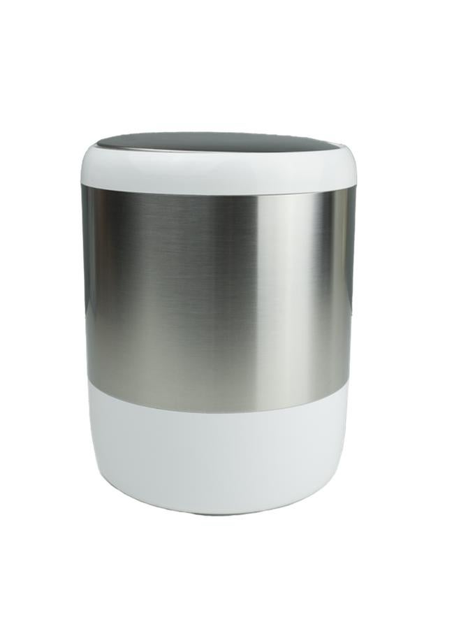 Primanova Lima Easy to Access Swing Lid Waste Bin White and Silver 6 Liter - Image 1