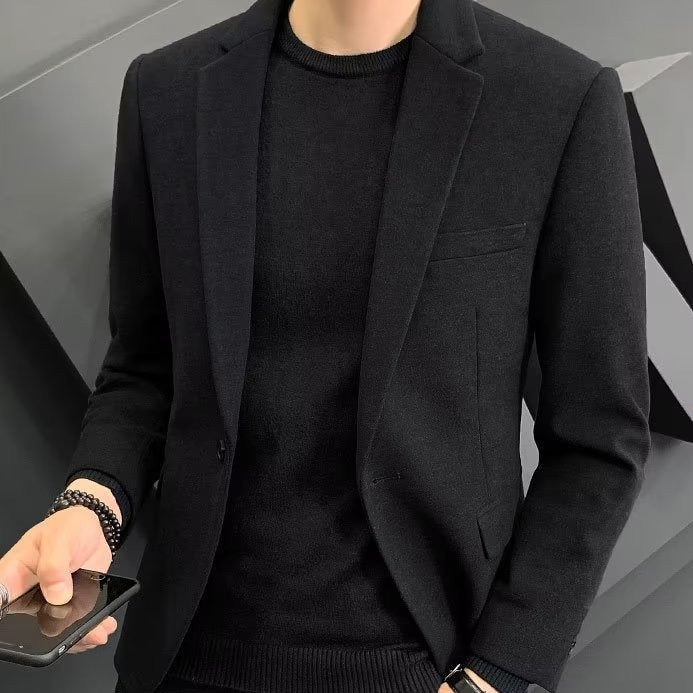 2025 Autumn/Winter Casual Blazer Men'S Business Style Slim Fit Trendy Woolen Men'S Suit Set - Image 4