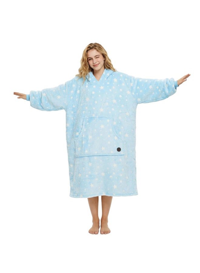 THREE POODLE Wearable Blanket Hoodie for Women, Oversized Sherpa Sweatshirt Blanket for Adults Men, Cozy Star Hooded Blanket, The Glow in the Dark, Gifts for Mom Girlfriend Sister - Image 1