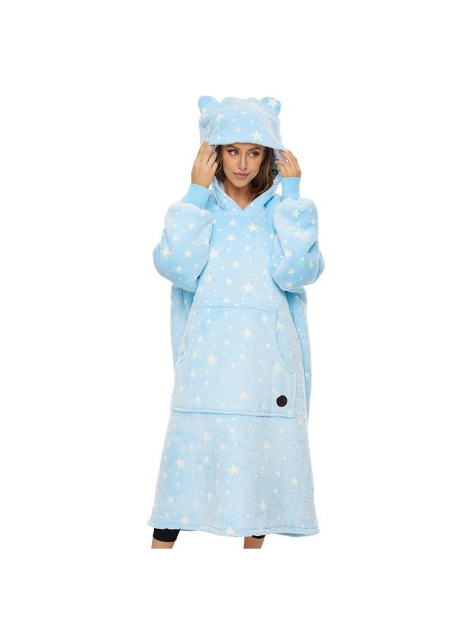 THREE POODLE Wearable Blanket Hoodie for Women, Oversized Sherpa Sweatshirt Blanket for Adults Men, Cozy Star Hooded Blanket, The Glow in the Dark, Gifts for Mom Girlfriend Sister - Image 4