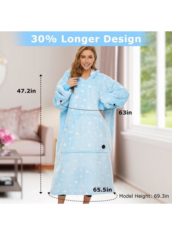 THREE POODLE Wearable Blanket Hoodie for Women, Oversized Sherpa Sweatshirt Blanket for Adults Men, Cozy Star Hooded Blanket, The Glow in the Dark, Gifts for Mom Girlfriend Sister - Image 5