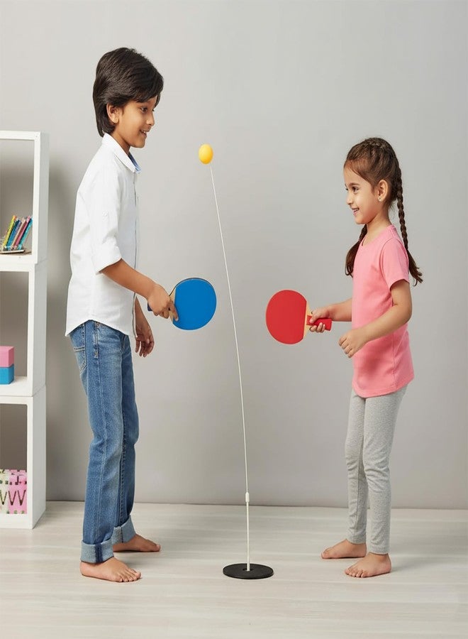 AMIFIT Kids Table Tennis Trainer Rebound Kit with String Ball & Heavy Metal Base, Portable Solo Ping Pong Practice Tool for Beginners & Junior Players (Table Tennis Trainer Set) - Image 1