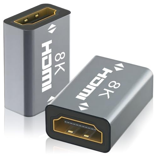 Verilux® 2Pcs 8K HDMI Connector, HDMI 2.1 Female to Female Extension Adapter to Extend 2 Short Cables, Support 8K@60Hz / 4K@120Hz 120UHD, 3D, HDR, ARC for Laptop, PC, Monitor, Roku TV - Image 1