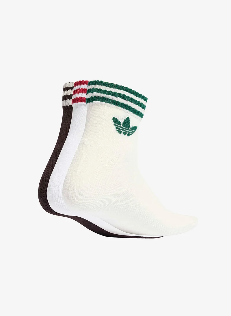 adidas Originals 3 Pack 3-Stripes Ankle Socks