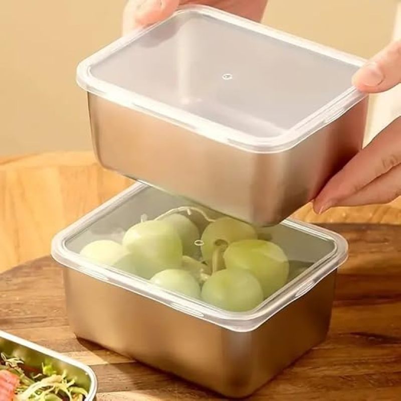 Stainless Steel Food Containers: Silver Stacking Reusable Food Storage Containers for Home Kitchen Office Meal Prep - Image 3