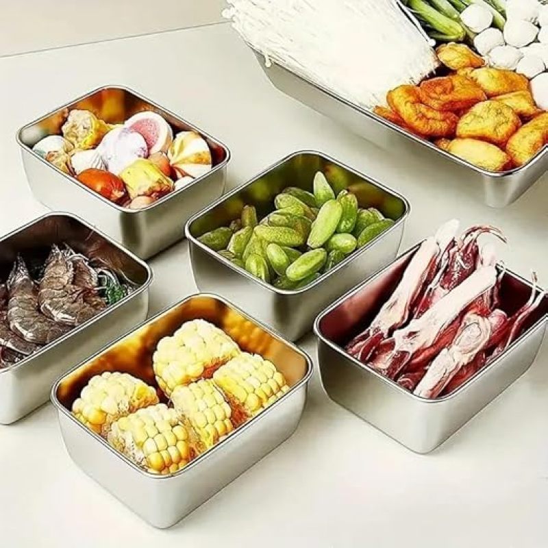 Stainless Steel Food Containers: Silver Stacking Reusable Food Storage Containers for Home Kitchen Office Meal Prep - Image 2