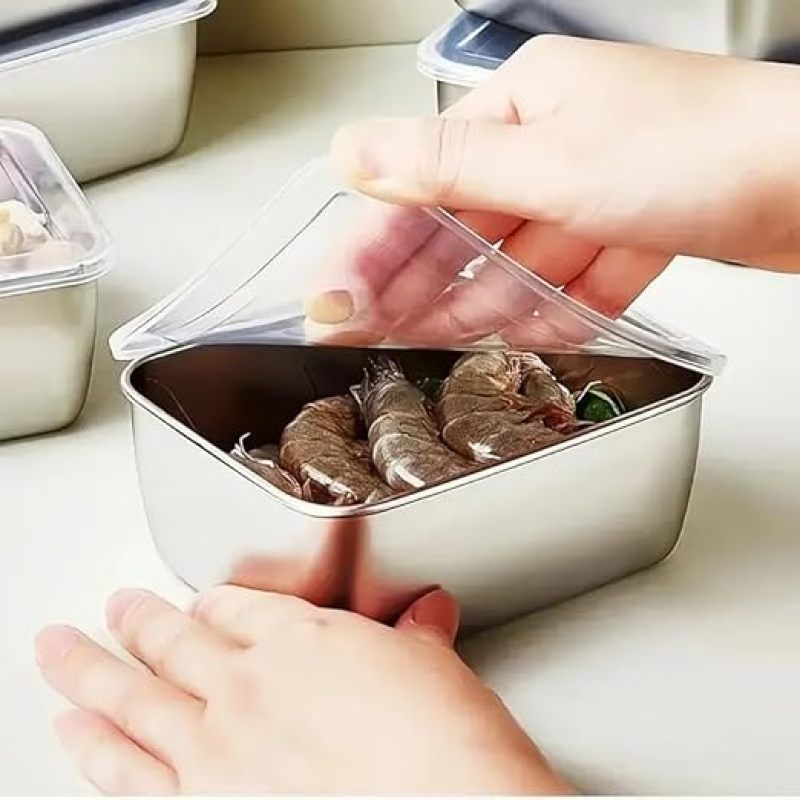 Stainless Steel Food Containers: Silver Stacking Reusable Food Storage Containers for Home Kitchen Office Meal Prep - Image 5