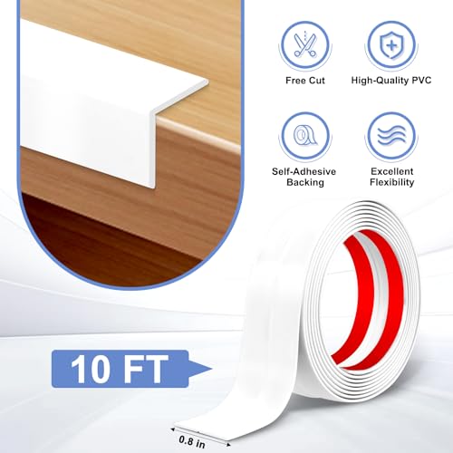 EYAYEN Wall Corner Protector Moulding Trim Peel and Stick Wall Corner Guards Trim Flexible Self Adhesive Edge Protector Moulding, 0.8 in x 10 Ft, White - Image 2