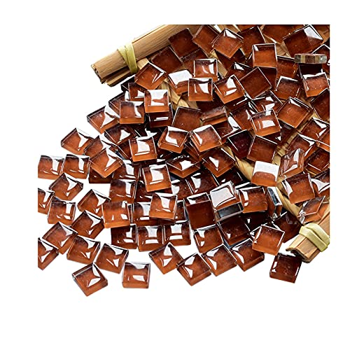 FAIRUO Mosaic Tiles Squares Chocolate Crystal Mosaic Glass Tile for Crafts Bulk DIY Picture Frames Handmade Jewelry Coasters Art Material Decoration,1x1cm,100 Pieces - Image 1