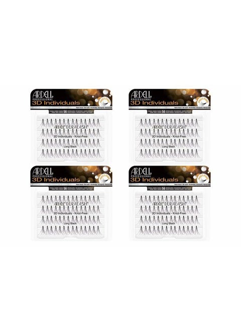 3D Individual Lashes DIY Lash Clusters Long Black - Flared Design False Lashes, Eyelash Extensions, 4 Packs