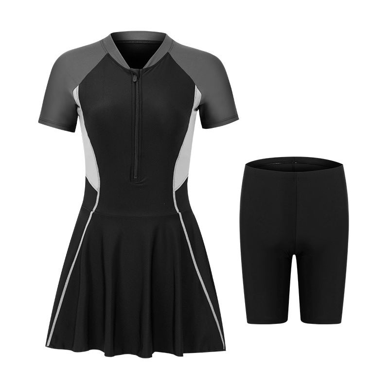 Swimwear Women'S New Spring One-Piece Skirt Flesh Covering Conservative Slim Swimming Pool Special Student Large Size Swimwear For Women - Image 1