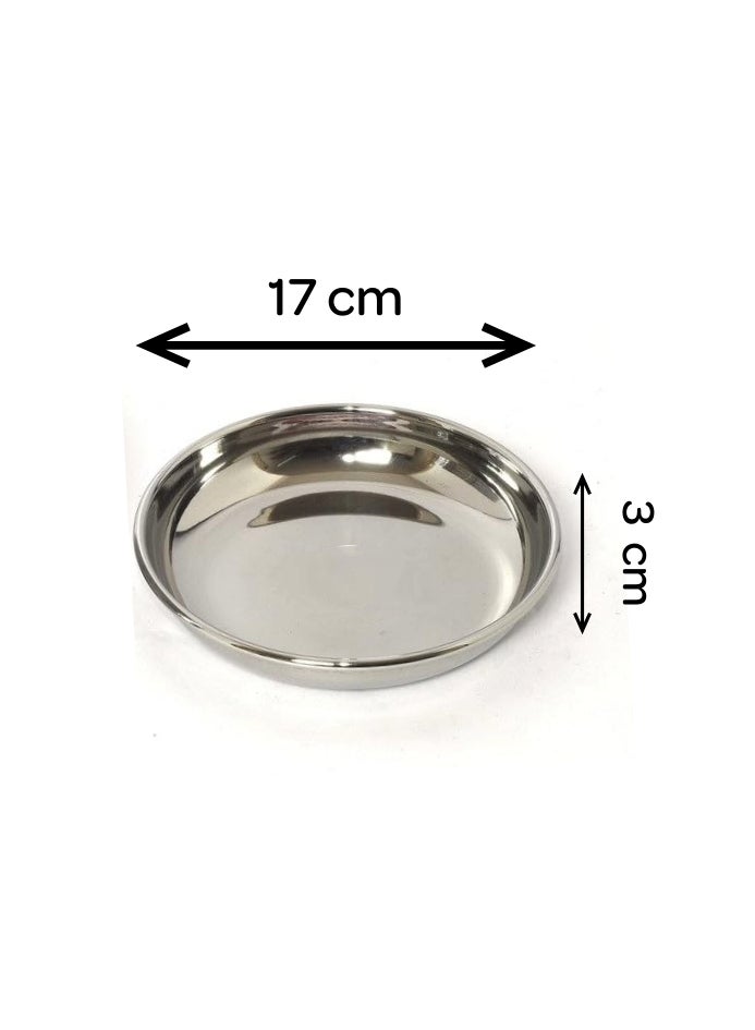 Ayda طبق حلويات من الفولاذ المقاوم للصدأ المصقول 2 قطعة، طبق تقديم جانبي ربع 17 سم - Image 2